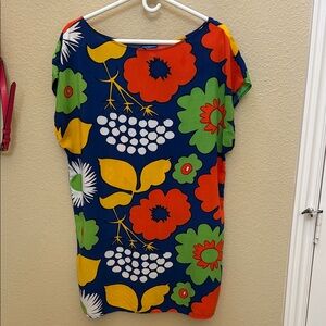 Vivid Marimekko for target Floral Shift coverup Dress - Navy, Orange & Green XL
